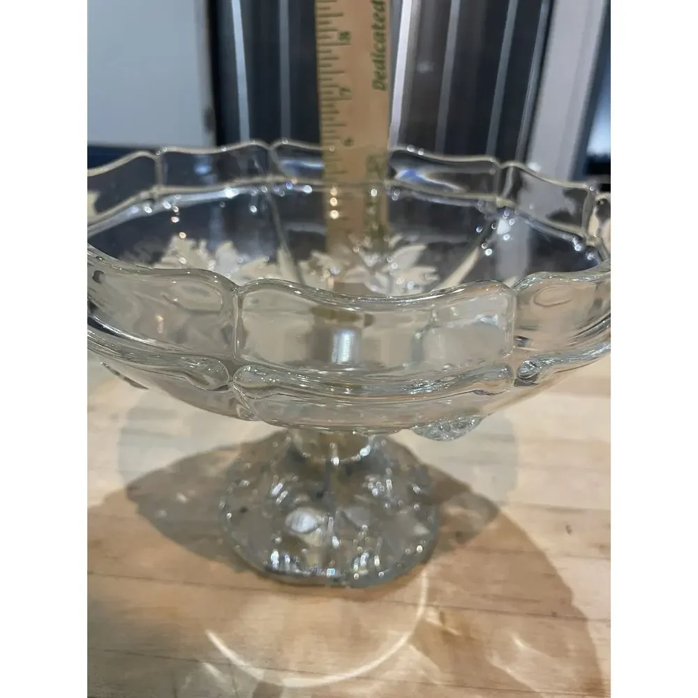 Vtg MIKASA Clear Crystal Rose Heavy Solid Pedestal Candy Bon Bon Dish Compote